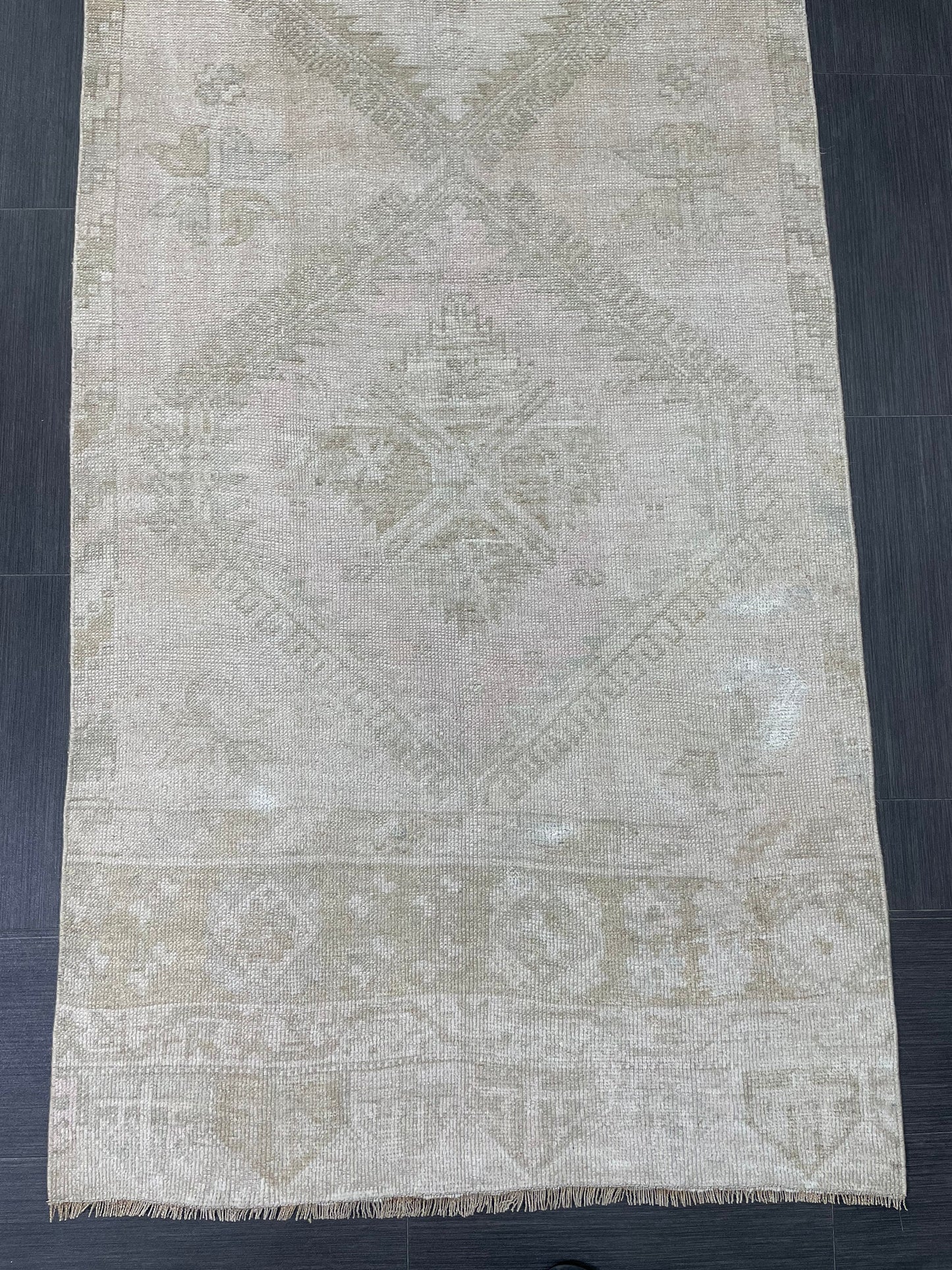 Muted Oushak Runner 3.2 x 12.5 Rug Turkish Runner Rug Vintage Runner Rug Hallway Runner Rug Kitchen Runner Rug Wool Runner Rug