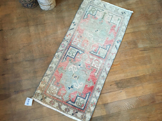 1.7'x3.6' turkish small rug, vintage bathroom rug, oushak bedroom rug, hand made wool muted color kitchen small rug, living room mini rugs