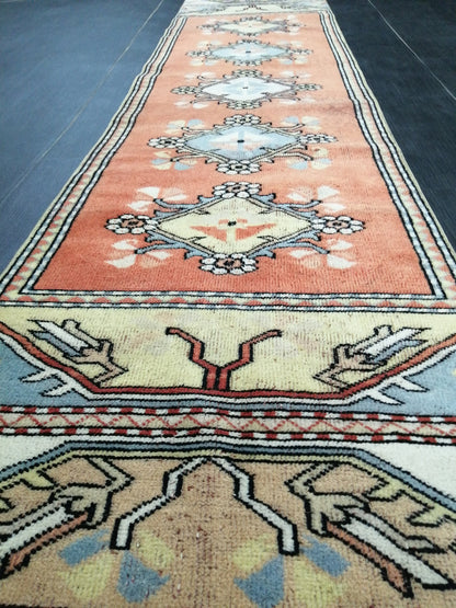 8.8 x 2  Vintage Runner Rug Hallway Runner Rug Kitchen Runner Rug Wool Runner Rug Wool Oushak Runner