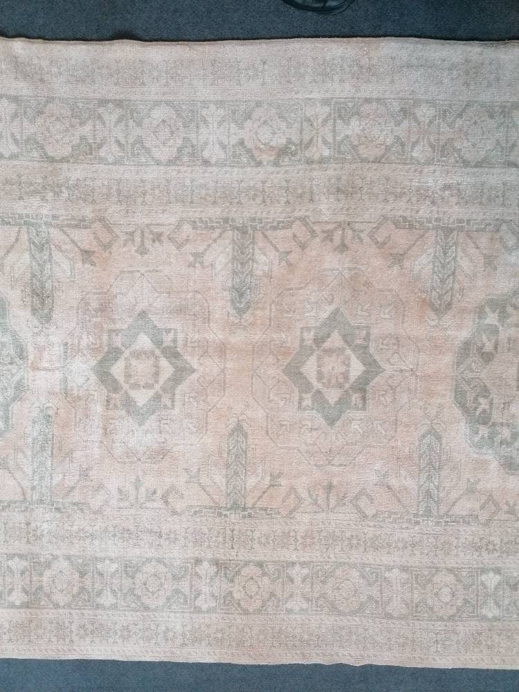 Oushak wool rug, muted large vintage rug 5'4x8'8 turkish hand made rug, bohemian rug