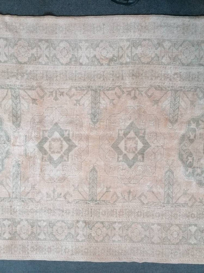 Oushak wool rug, muted large vintage rug 5'4x8'8 turkish hand made rug, bohemian rug