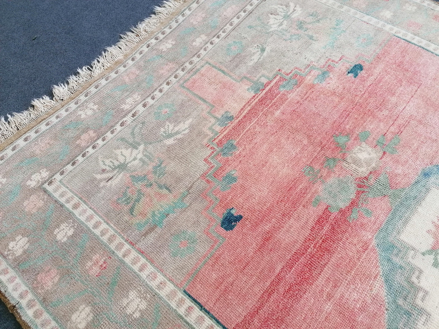 8'8x5'4 vintage turkish rug, pastel oushak rug, living room rug, vintage anatolian unique hand made wool rug