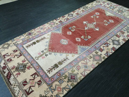 3 x 6.9 Oriental Runner Rug Muted Turkish Runner Rug Short Vintage Runner Rug Hallway Runner Rug Muted Runner Rug Wool Runner