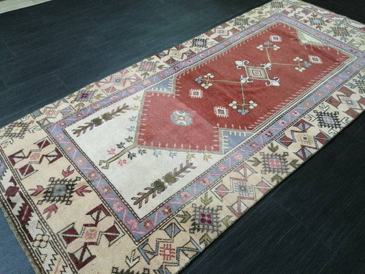 3 x 6.9 Oriental Runner Rug Muted Turkish Runner Rug Short Vintage Runner Rug Hallway Runner Rug Muted Runner Rug Wool Runner