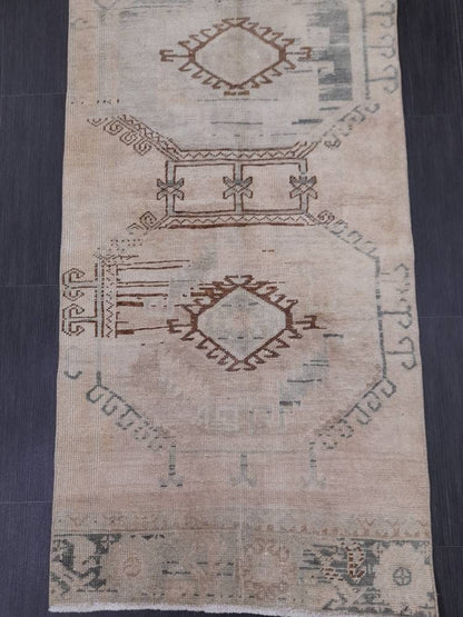 Muted Vintage Runner Rug 2.7 x 10 Muted Turkish Runner Rug Oriental Runner Rug Hallway Runner Rug Kitchen Runner Rug Persian Runner