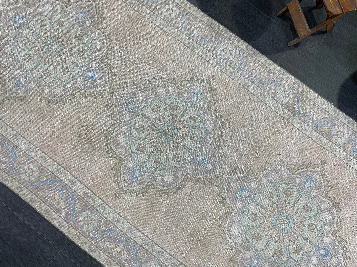 Muted Turkish Runner Rug Turkish Oushak 4.4 x 11.2 Runner Rug Vintage Runner Rug Hallway Runner Rug Kitchen Runner Rug Wool Runner Rug