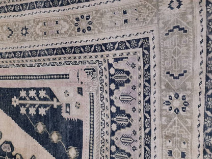 Muted TURKISH Rug Vintage Oriental Rug Vintage Persian Rug Blue OUSHAK RUG 6 x 10.8 Oushak Rug Hand Made Rug Vintage Excellent Condition Rug