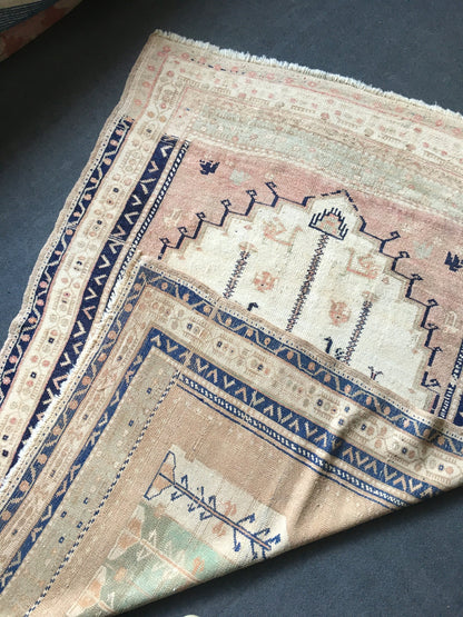 4x6 feet handmade beige living room floor rug, vintage blue kitchen area rug, bedroom area wool bohemian rug, turkish anatolian wide rugs