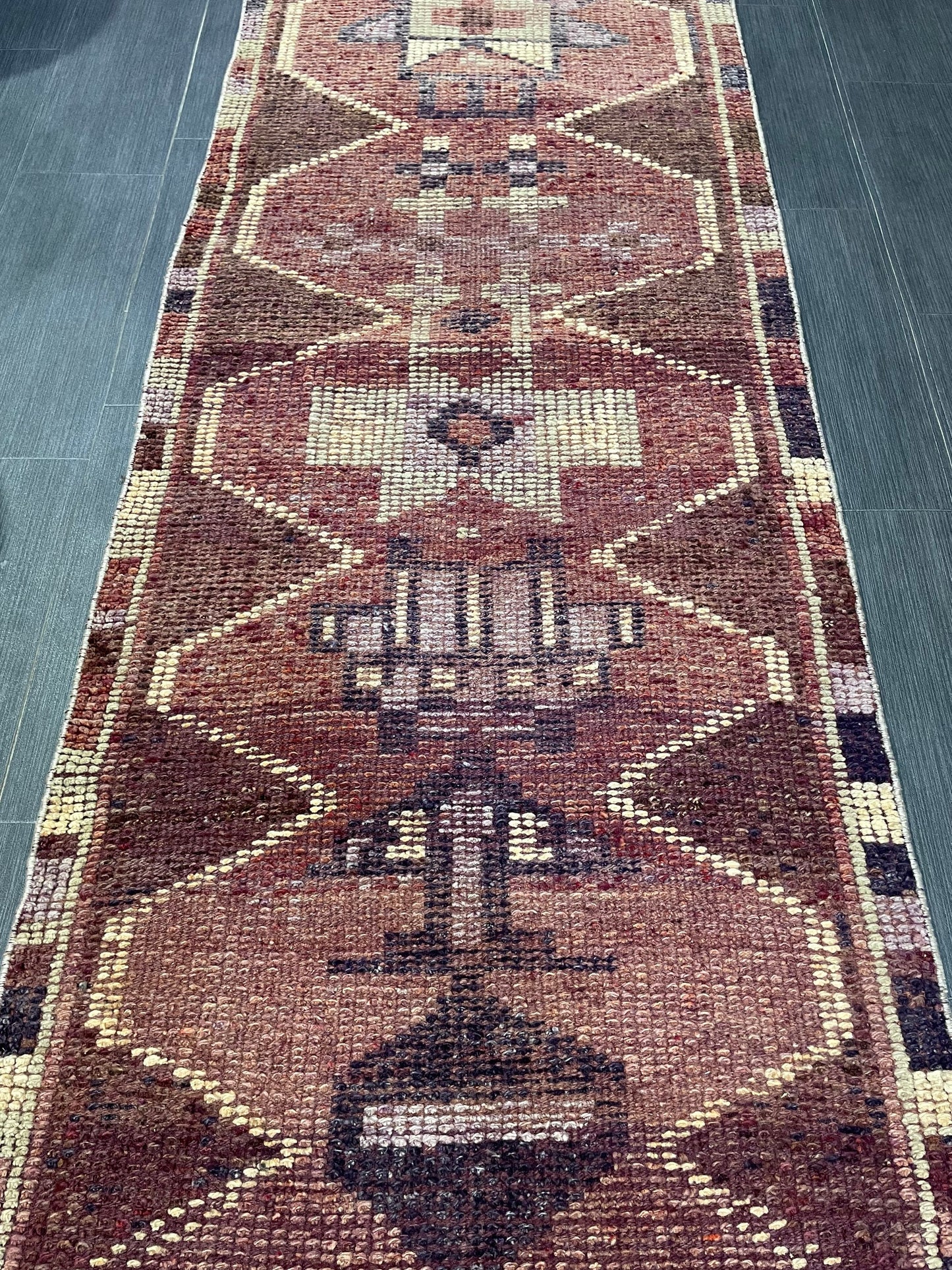 Turkish Runner Rug, Muted Vintage Runner 2.6 x 7.8 Rug, Persian Hallway Runner Rug, Kitchen Runner Rug Oriental Distressed Runner