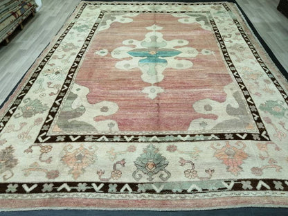 Authentic OUSHAK RUG 12.7 x 9 Oushak Rug Vintage Oushak Rug Vintage Rug Wool Oushak Rug Hand Made Rugs Vintage Turkish Rug