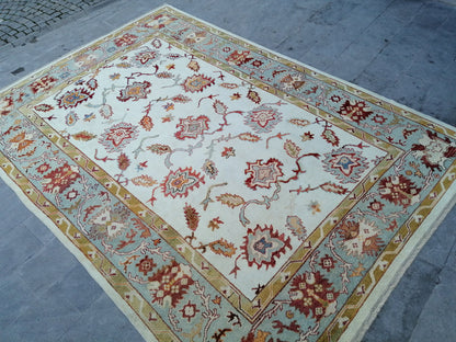 9 x 12.7 OUSHAK RUG, TURKISH Oushak Rug, Quality Wool Oushak  Rug, Rug, Wool Oushak Rug Hand Made Rugs Made In Turkey Oushak Rug 8x12 9x13