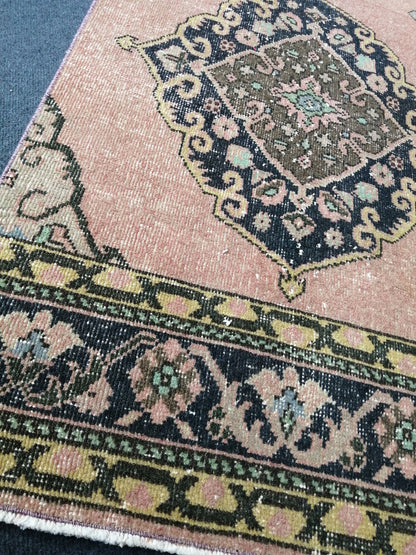 13.4 x 2.6 Vintage Oushak Runner Rug Turkish Runner Rug Vintage Runner Rug Hallway Runner Rug Kitchen Runner Rug Wool Runner Rug Wool Oushak