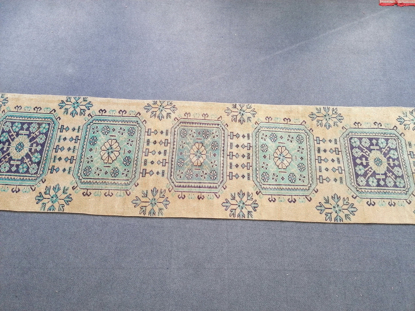 Vintage wool runner 2'7x10'6 oushak vintage runner kitchen runner rug, vintage anatolian runner rug,unique hand made bohemian