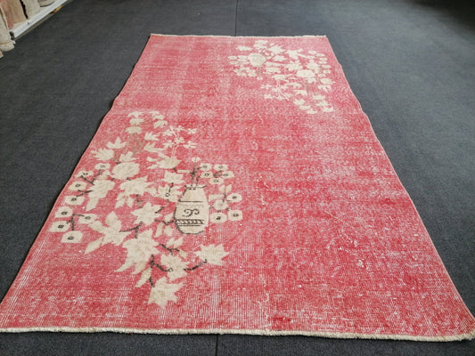 Turkish rug vintage  rug vintage oushak rug unique hand made rug kitchen rug bohemian rug traditional turkish decor 6'6x3'8 feet