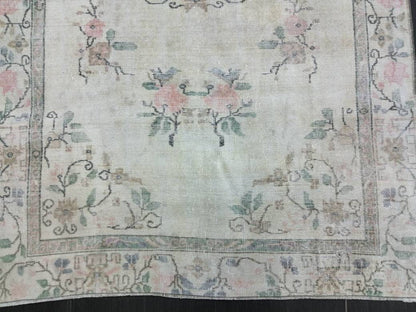 MUTED Rug, 5 x 8.6 Vintage Hand Made Rug, Oushak Rug, Faded Rustic Rug, ORIENTAL Rug, Turkish Rug, Farmhouse Rug, Vintage Persian rug