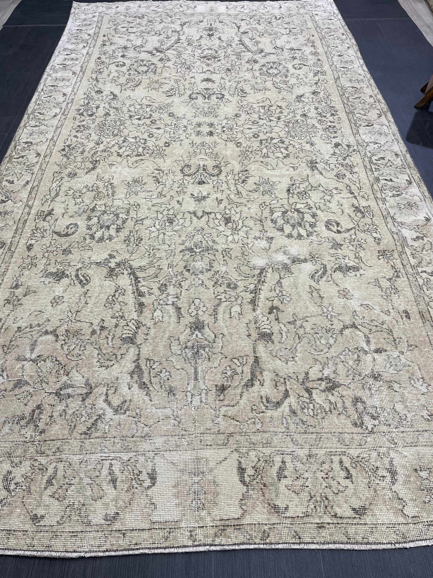 Vintage Rug TURKISH 6.2 x 12 Rug Handmade Rug Distressed Rug  Large Oushak Rug Oushak Rug, Wool Rug Hand Knotted Rug 6x12 ft