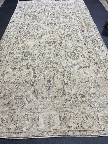 Vintage Rug TURKISH 6.2 x 12 Rug Handmade Rug Distressed Rug  Large Oushak Rug Oushak Rug, Wool Rug Hand Knotted Rug 6x12 ft