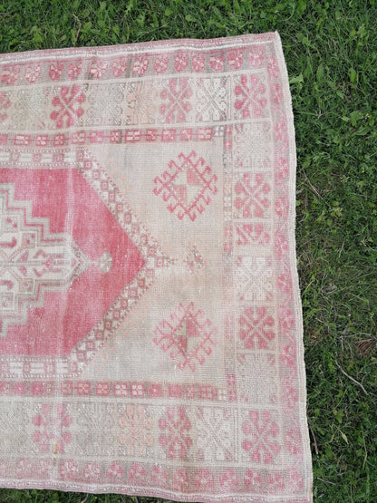 Vintage rug 3'11x6'9 oushak rug,anatolian rug,unique hand made rug