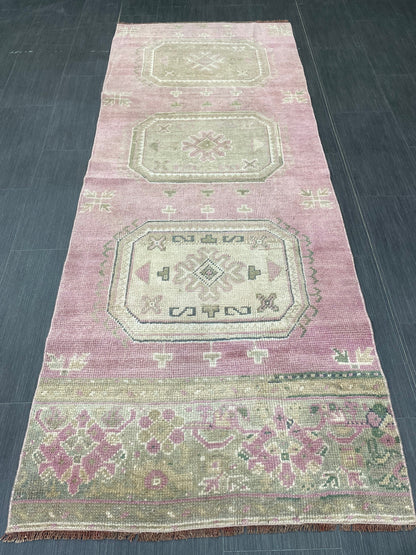 Short Oushak Runner Rug 3 x 7.5 Turkish Runner Rug Vintage Runner Rug Hallway Runner Rug Kitchen Runner Rug Wool Runner Rug Wool Oushak Rug