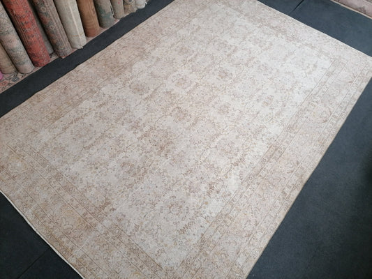 7.5 x 11 Oushak turkish rug large vintage rug, vintage oushak rug, unique handmade rug traditional rug