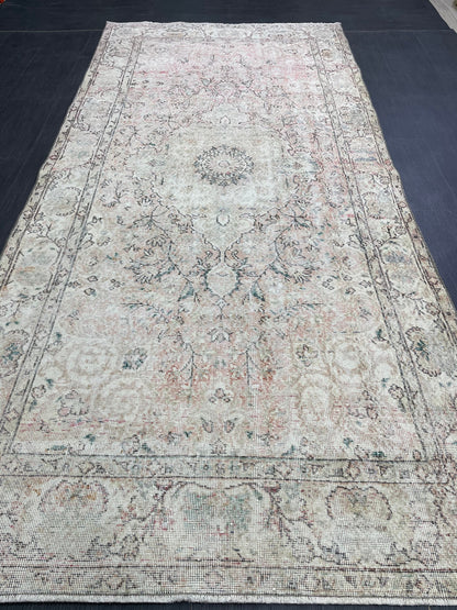 Oriental RUG, TURKISH Rug, 4.6 x 10 , Vintage Distressed Rug, Vintage Persian Rug, Wool Oushak Rug, Handmade Rugs, Vintage Turkish Rug.