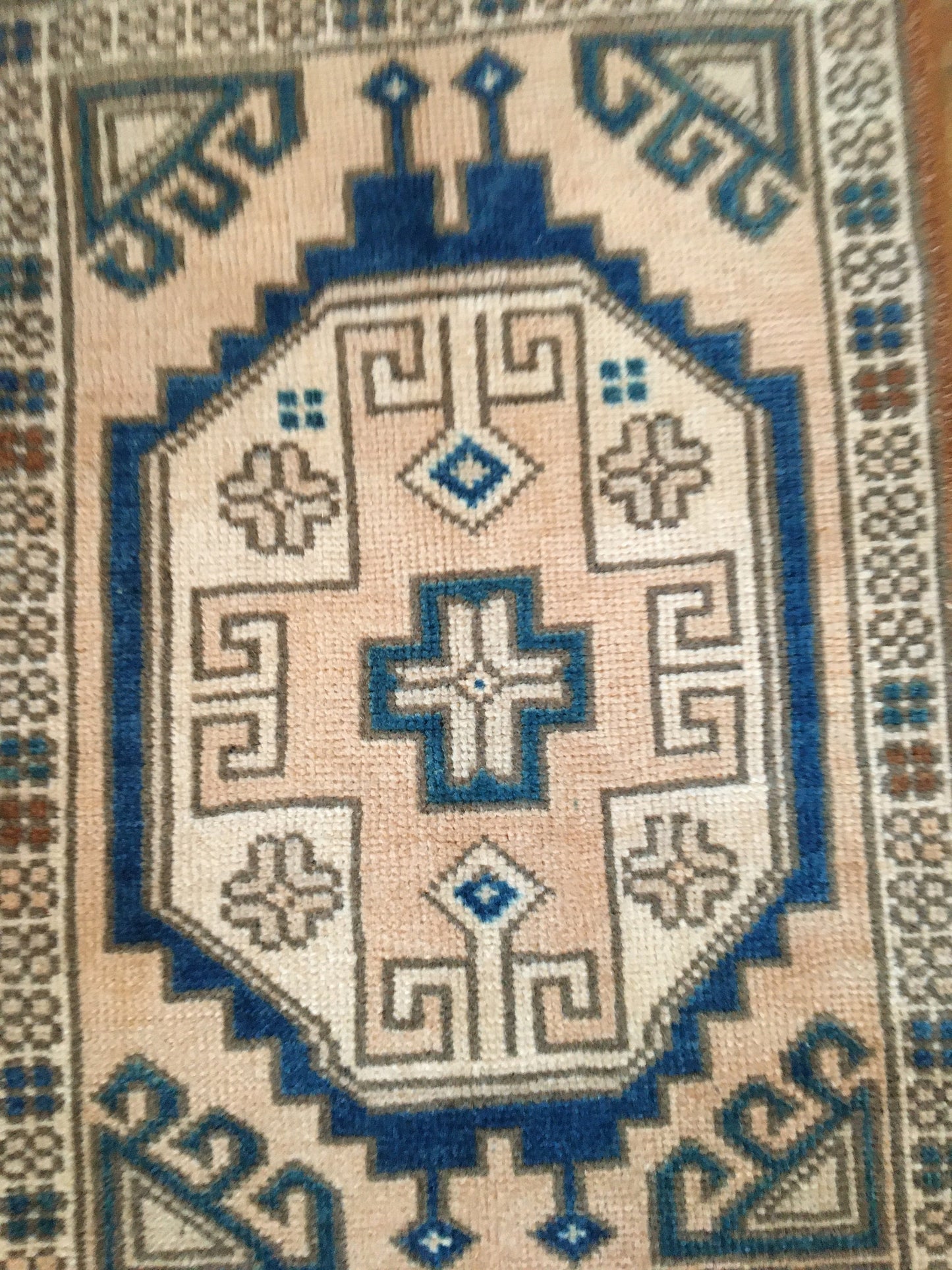 2x3 feet vintage small rug, oushak bedroom small rug, entryway blue small rug, turkish kitchen mini rug,, muted persian design bathroom rug