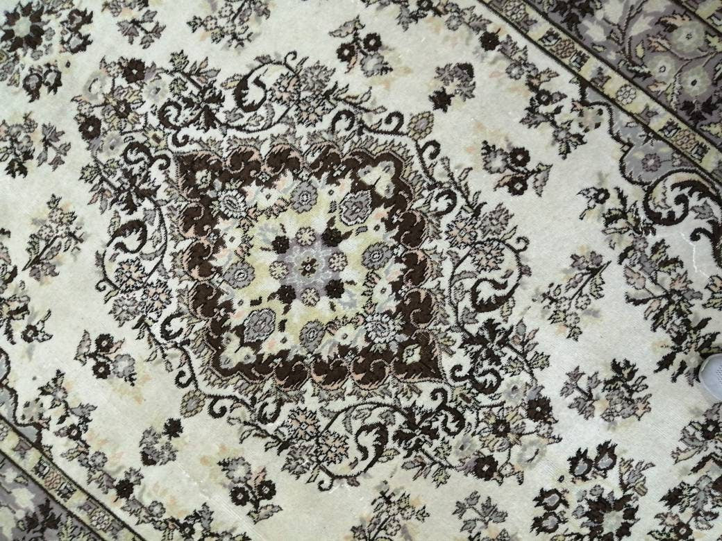 Vintage Oriental RUG TURKISH Rug Muted Vintage 7 x 10.4 Persian Rug Vintage Wool Neutral Oushak Rug Hand Made Rugs Vintage 7x10 Turkish Rug