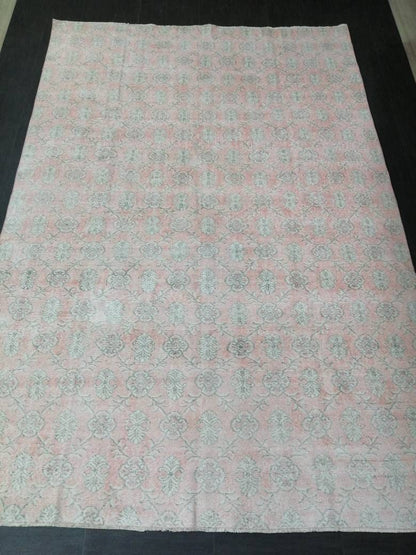 Large Vintage RUG TURKISH Rug 10.5 x 7 Pink Vintage Persian Rug Vintage Oriental Rug Wool Oushak Rug Hand Made Rugs Vintage Turkish Rug
