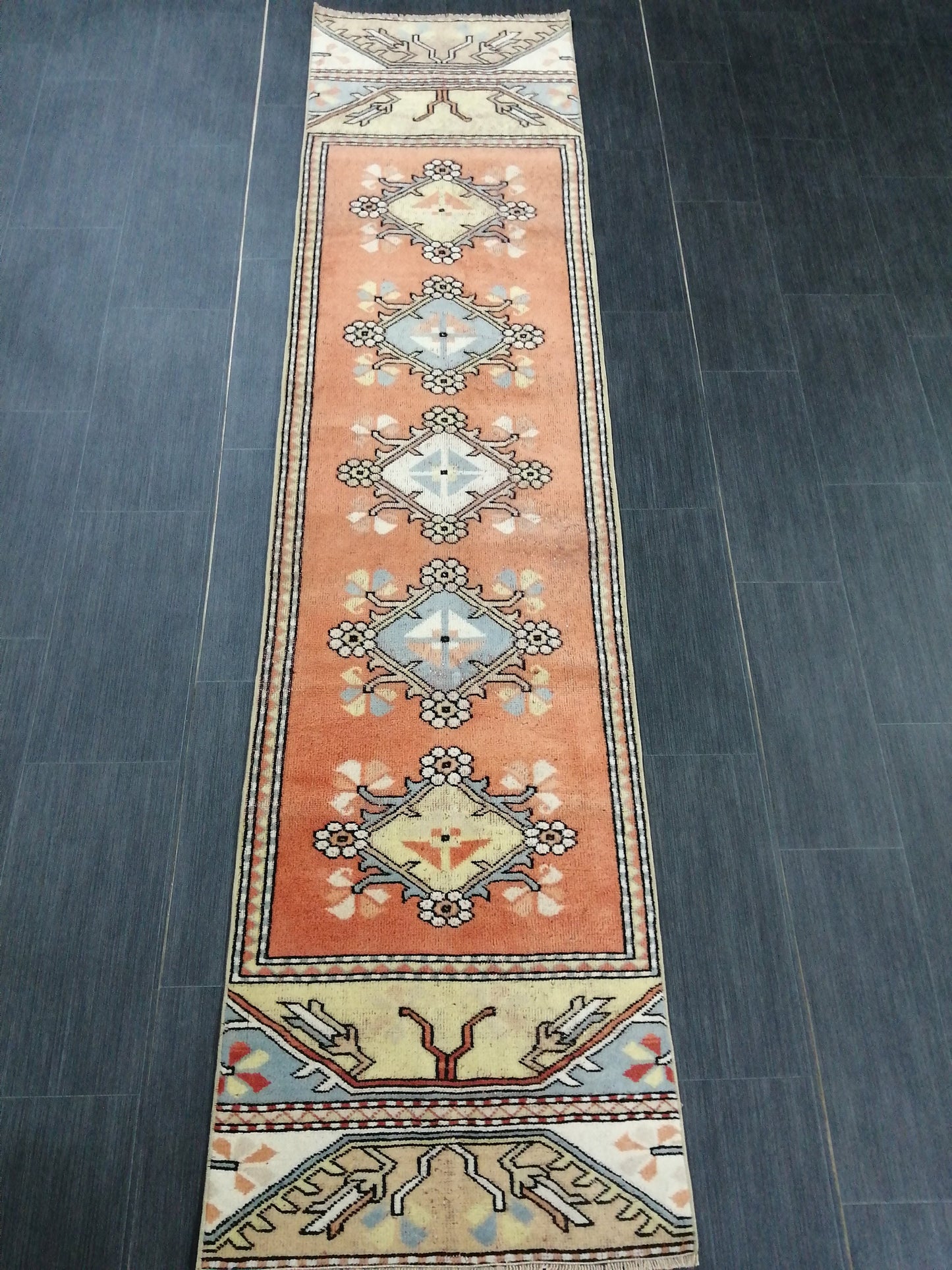 8.8 x 2  Vintage Runner Rug Hallway Runner Rug Kitchen Runner Rug Wool Runner Rug Wool Oushak Runner