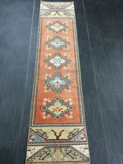 8.8 x 2  Vintage Runner Rug Hallway Runner Rug Kitchen Runner Rug Wool Runner Rug Wool Oushak Runner