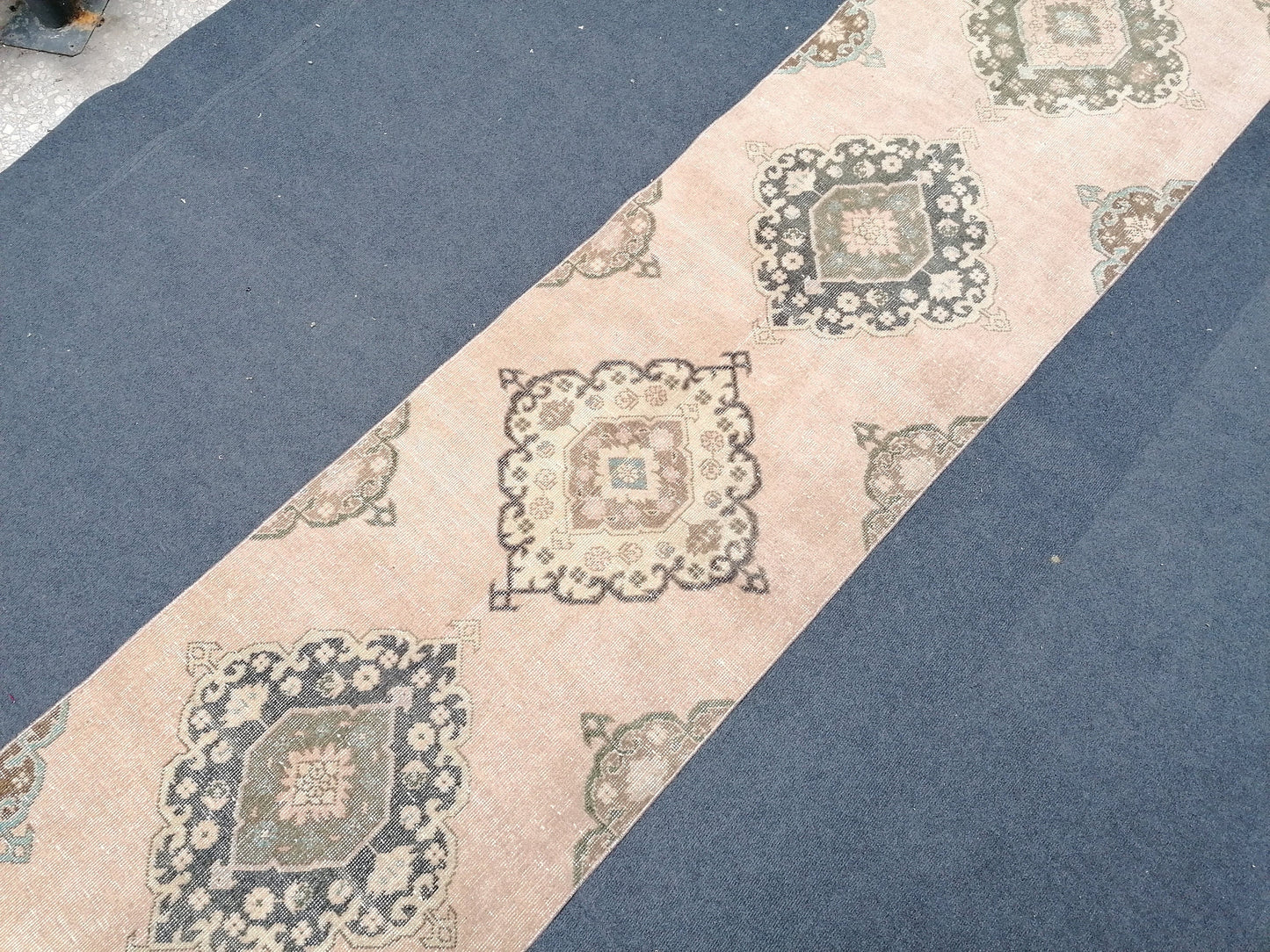 13'x2'8 runner rug, vintage turkish runner rug, oushak vintage runner rug, vintage runner rug,kitchen runner rug, vintage anatolian rug