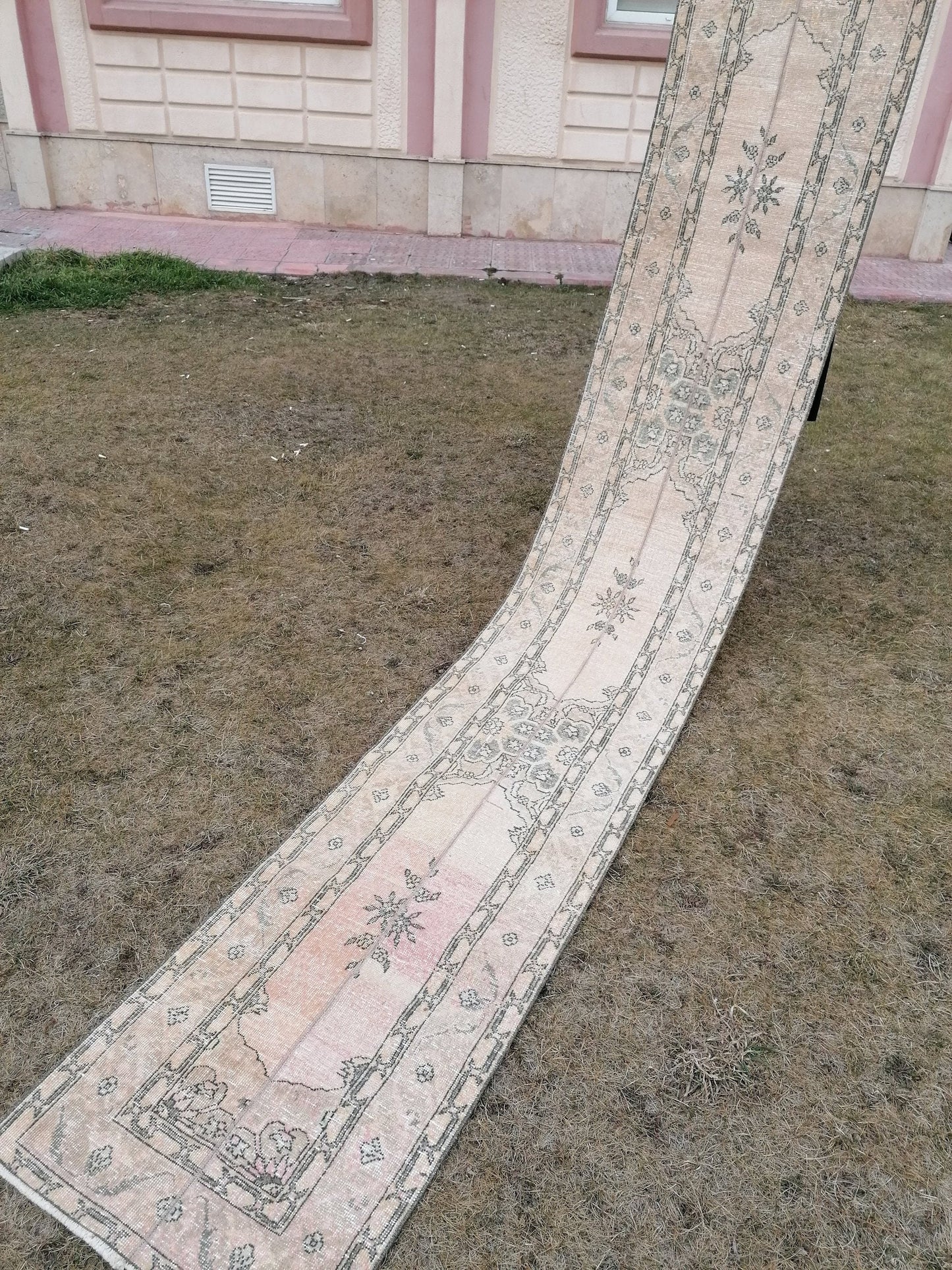 2 x 13 Runner rug patchwork runner, vintage hallway runner rug, Distressed Runner