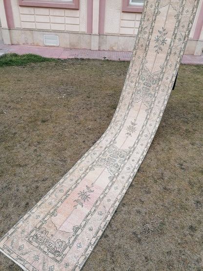 2 x 13 Runner rug patchwork runner, vintage hallway runner rug, Distressed Runner