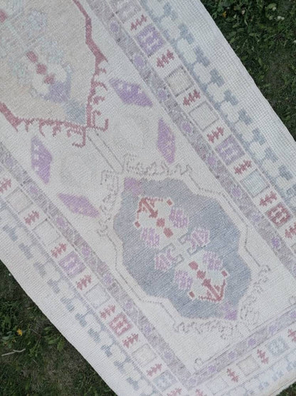 3x12'6 oushak wool runner, turkish oushak new production handmade rug, hallway runner rug