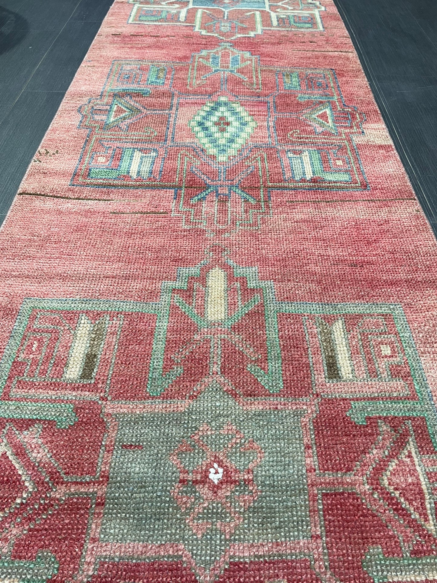 Handmade Runner Rug, 2.8 x 11.2 Turkish Runner Rug, Vintage Runner Rug, Hallway Runner Rug,Hand Knotted Runner Rug Wool Oushak Runner