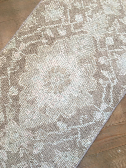 1.6x2.8 feet oushak turkish bedroom small rug, vintage kitchen rug, bohemian anatolian rug, handmade brown natural mini rug, living room rug