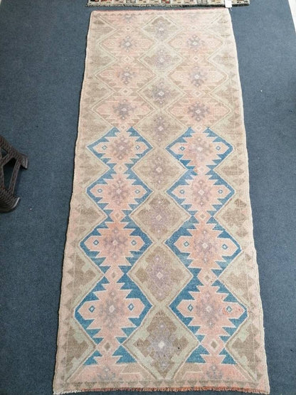 7'4x3'2 oushak turkish runner rug,turkish rug,oushak runner rug,vintage rug,kitchen runner rug,vintage oushak rug, vintage anatolian rug