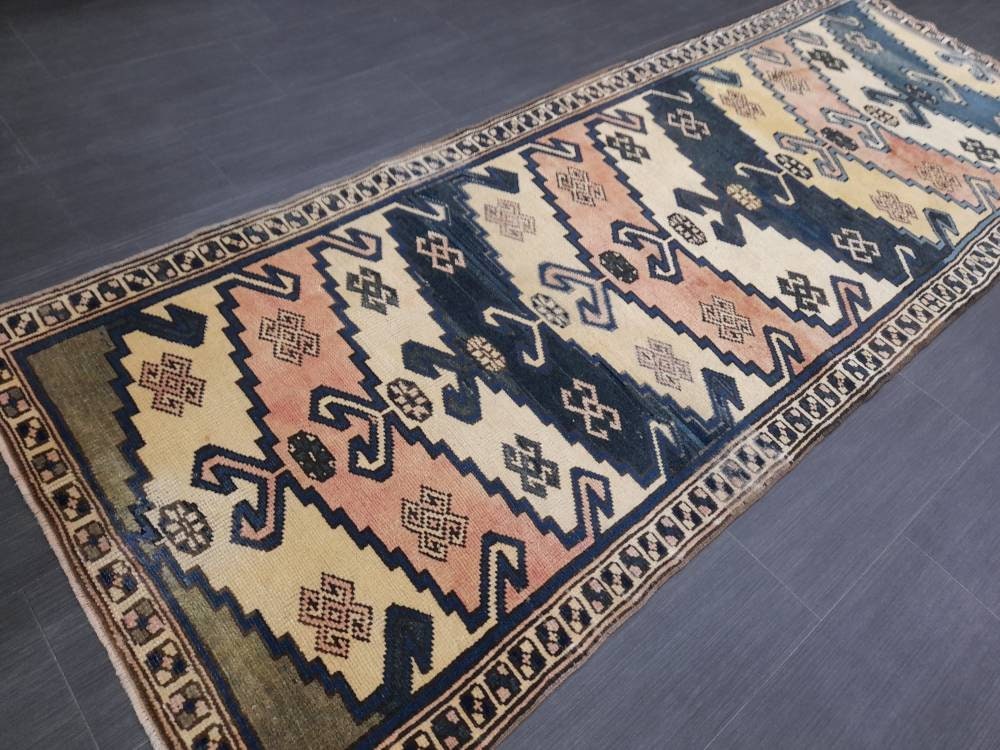 Vintage Runner RUG Navy Blue TURKISH 3x8 Rug Vintage Oushak Runner Rug Vintage Oriental Runner Rug Vintage Persian Hand Made Runner Rugs