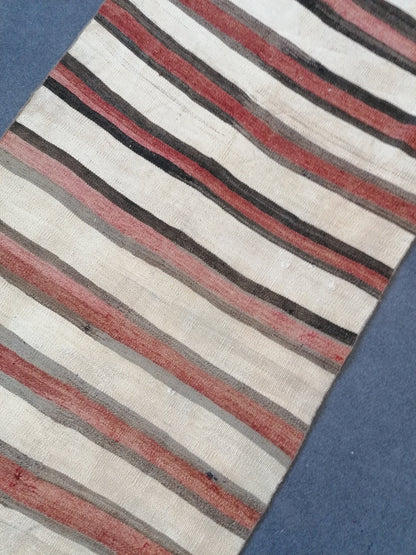 3 x 8 Vintage rug , flat woven kilim runner rug with embroidery rug, oriental carpet, vintage kilim rug wool