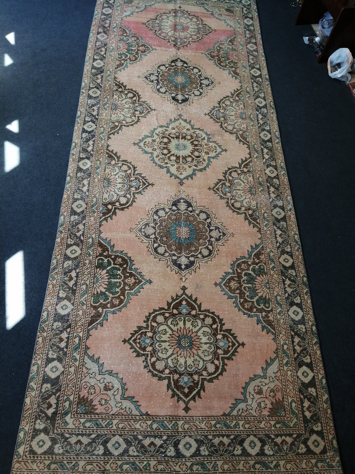 4.8 x 12.6 Oushak Runner Rug Turkish Runner Rug Vintage Runner Rug Hallway Runner Rug Kitchen Runner Rug Wool Runner Rug Wool Oriental  Rug