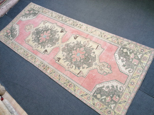 4.8 x 1.3 runner rug, turkish runner rug, vintage runner, kitchen runner, hallway runner rug ,oushak runner