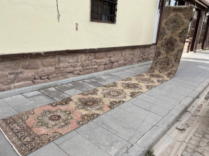 Wool Extra Long Turkish Runner Rug Very Long Oushak Runner 2.7 x 21.7 Rug Vintage Runner Rug XL Hand Knotted Runner Rug Staircase Runner rug