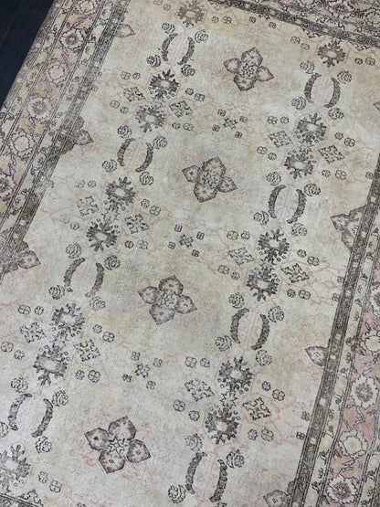 Vintage Rug 6.9 x 10.3 Vintage Persian Rug Muted Wool Oriental Rug Blue Hand Made Rugs Blue Distressed Turkish Rug Antique Rug