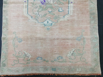 3.4 x 4.9 OUSHAK RUG TURKISH Oushak Rug Vintage Muted Oriental Rug Vintage Runner Rug Wool Oushak Rug Hand Made Rugs Vintage Turkish Rug