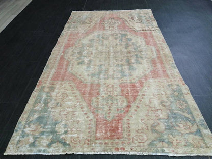 Vintage WOOL RUGS, 3.8 x 6.2 Vintage Rug Turkish Oushak  Rug, Hand Made Rug, Living Room Rug, Oushak Rug, Farmhouse  Rug, Oriental Rug,