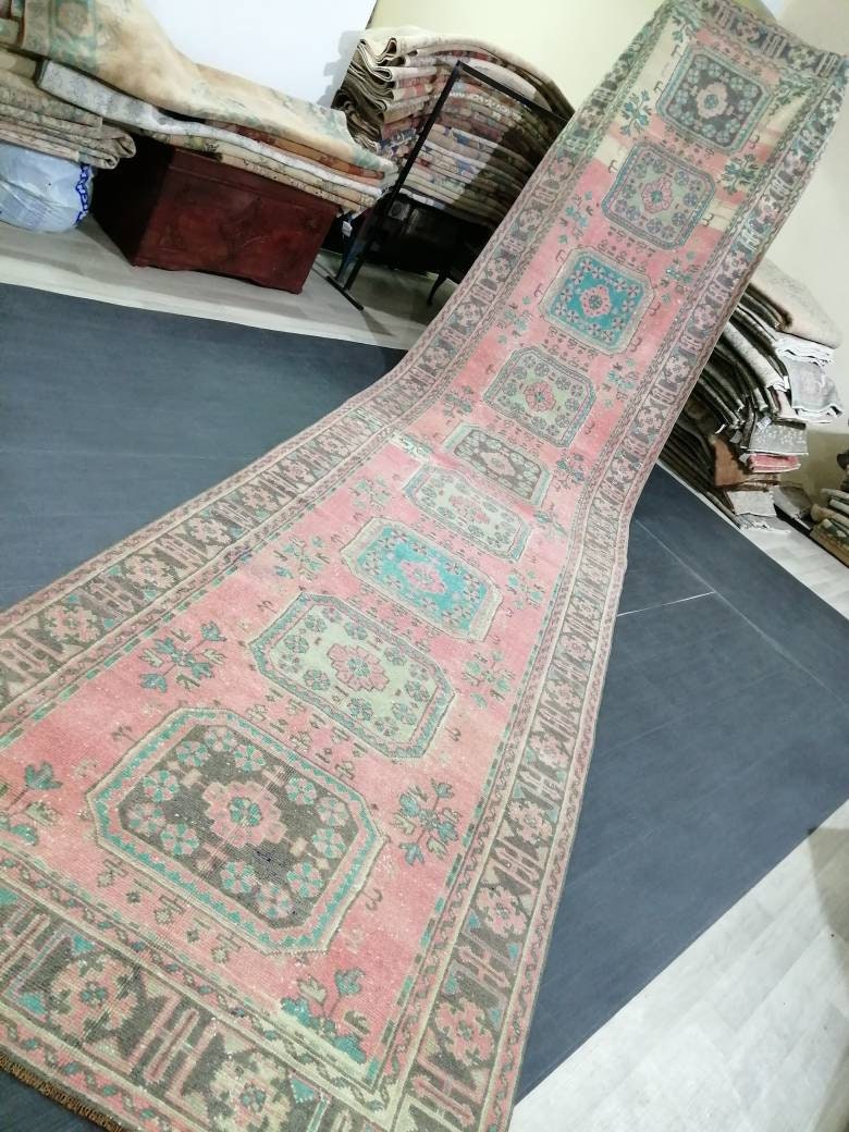 Extra Long OUSHAK Runner Very Long TURKISH Runner Rug 4.4 x 19.5 Vintage Runner Rug Vintage XL Oriental Runner Rug Staircase Runner rug