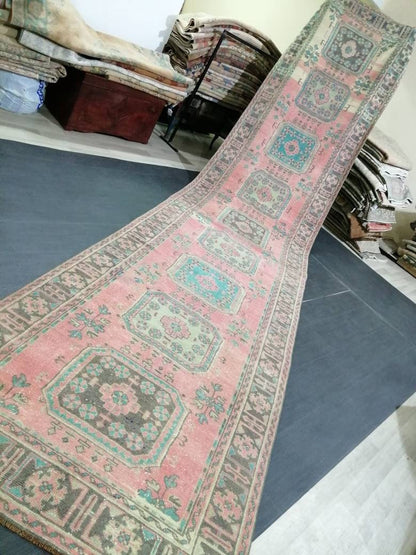 Extra Long OUSHAK Runner Very Long TURKISH Runner Rug 4.4 x 19.5 Vintage Runner Rug Vintage XL Oriental Runner Rug Staircase Runner rug