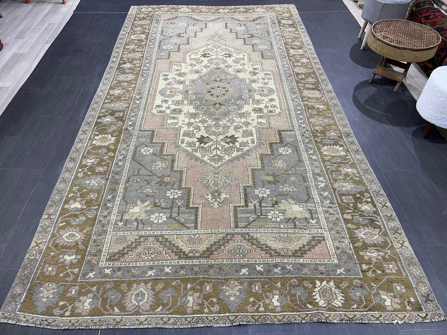 Handmade Rug, 5.7 x 10.9 Hand Knotted Rug, Oushak Rug, Rustic Rug, Bohemian Rug, Turkish Rug, Antique Rug, Vintage Rug, Wool rug