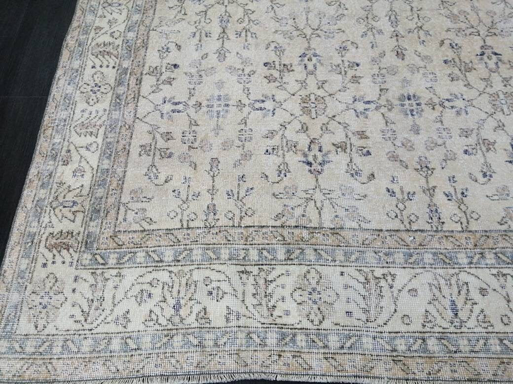 Muted Vintage Rug 6.6 x 10.4 Neutral Antique Rug Vintage Turkish  Rug Wool Oriental Rug Muted Persian Hand Made Rugs Vintage Turkish Rug