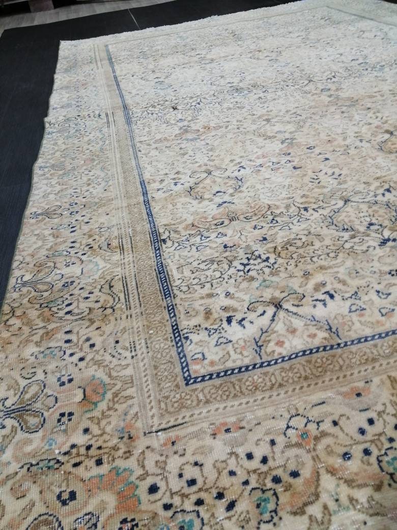 Fine Knotted OUSHAK RUG 6.2 x 9.6 TURKISH Rug Vintage Oushak Rug Vintage Oriental Rug Wool Persian Rug Hand Made Rug